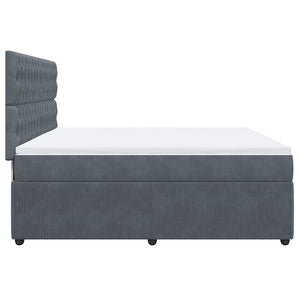 Κρεβάτι Boxspring με Στρώμα Σκούρο Γκρι 200x200 εκ. Βελούδινο - Pakobazaar