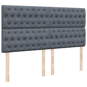 Κρεβάτι Boxspring με Στρώμα Σκούρο Γκρι 200x200 εκ. Βελούδινο - Pakobazaar