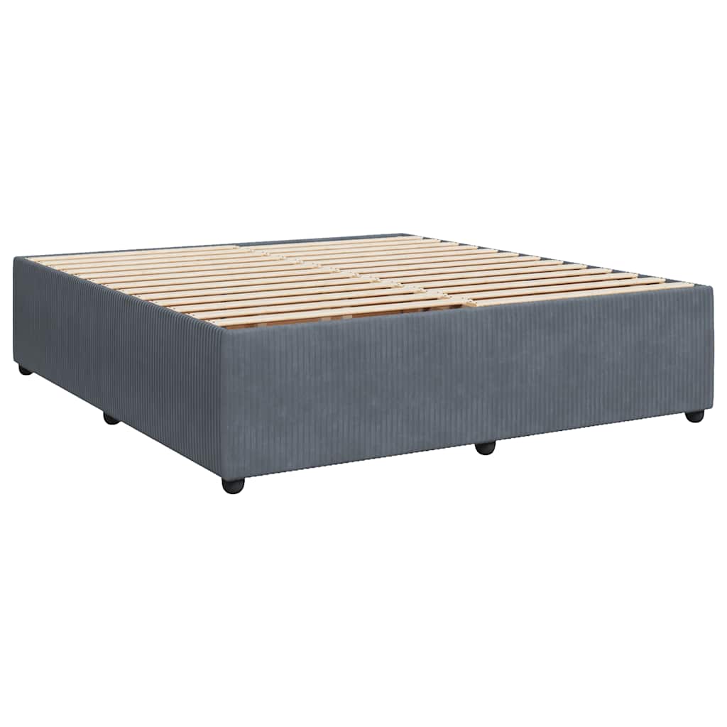 Κρεβάτι Boxspring με Στρώμα Σκούρο Γκρι 200x200 εκ. Βελούδινο - Pakobazaar