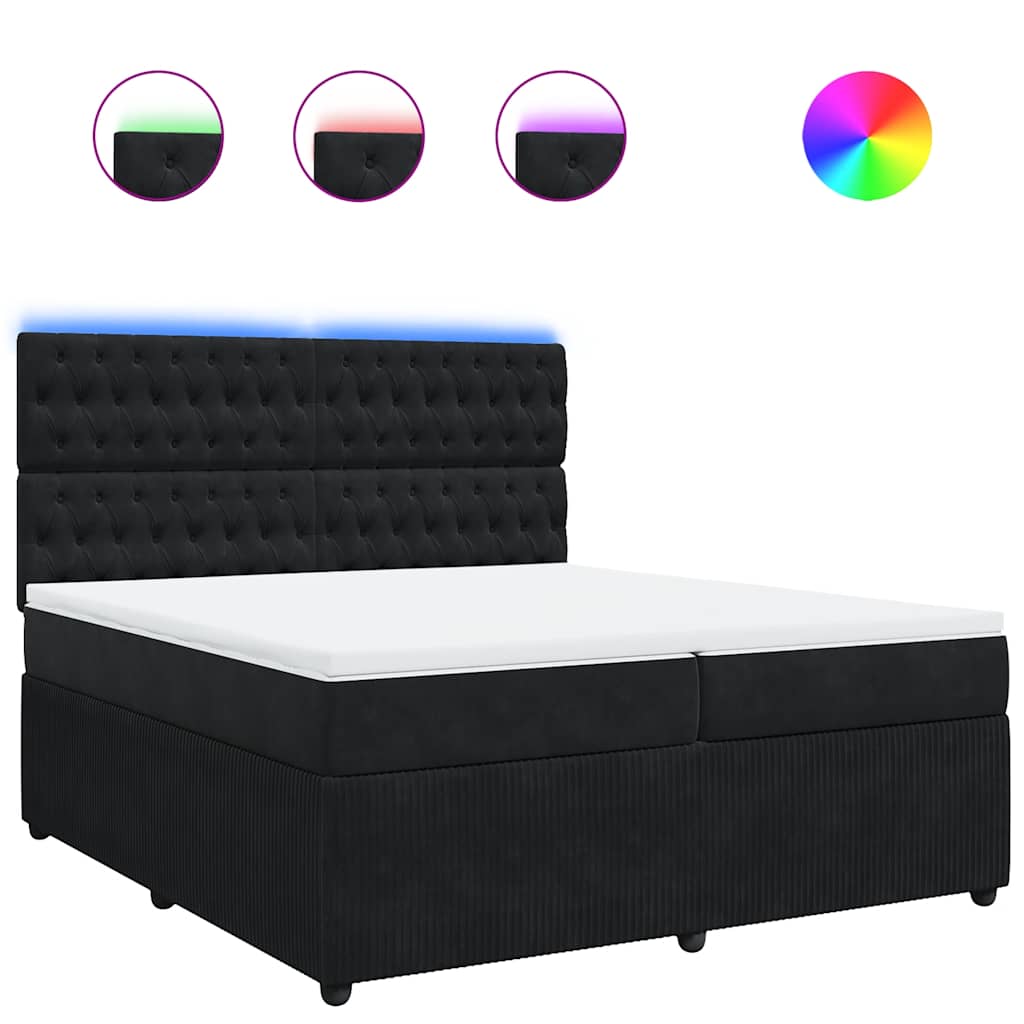 Κρεβάτι Boxspring με Στρώμα Μαύρο 200x200 εκ. Βελούδινο - Pakobazaar