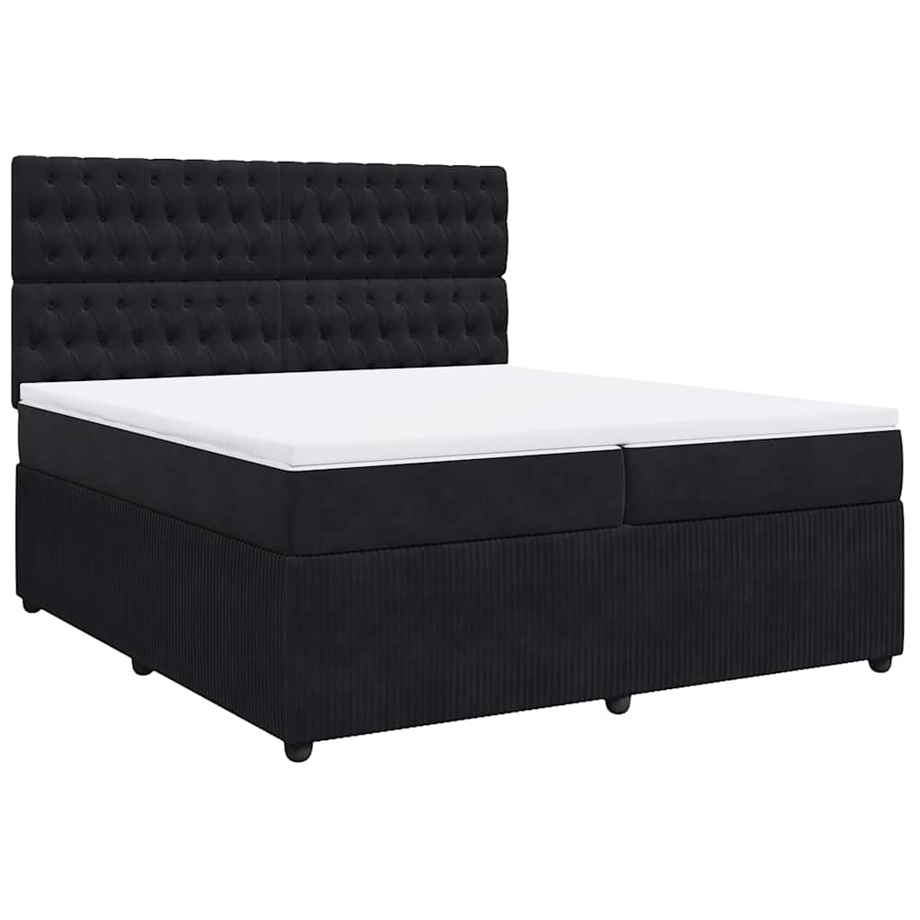 Κρεβάτι Boxspring με Στρώμα Μαύρο 200x200 εκ. Βελούδινο - Pakobazaar