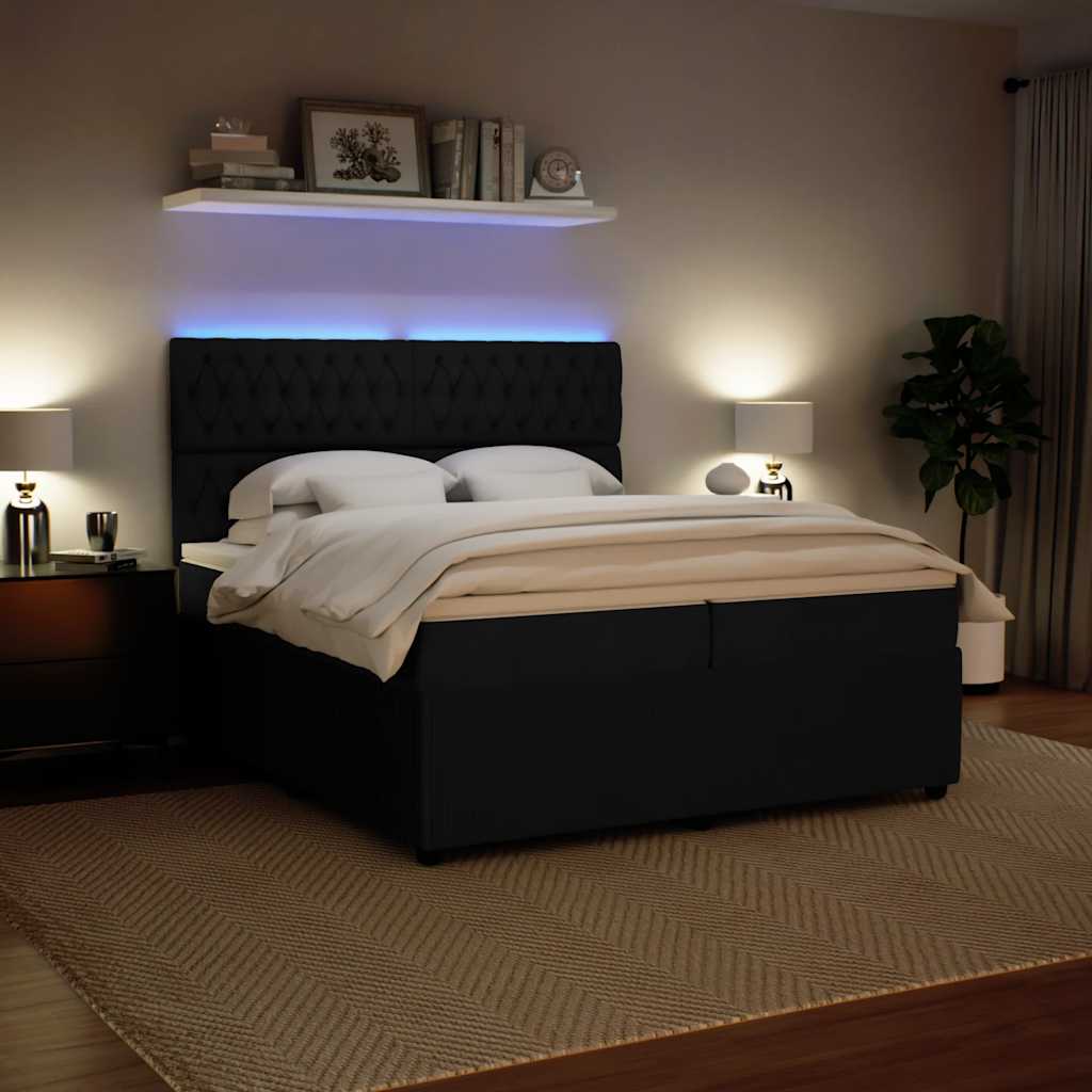 Κρεβάτι Boxspring με Στρώμα Μαύρο 200x200 εκ. Βελούδινο - Pakobazaar