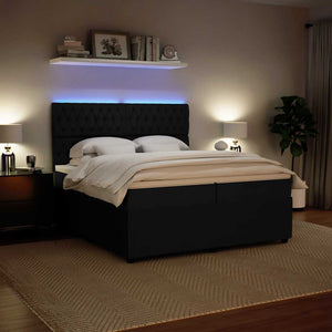 Κρεβάτι Boxspring με Στρώμα Μαύρο 200x200 εκ. Βελούδινο - Pakobazaar