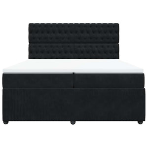 Κρεβάτι Boxspring με Στρώμα Μαύρο 200x200 εκ. Βελούδινο - Pakobazaar