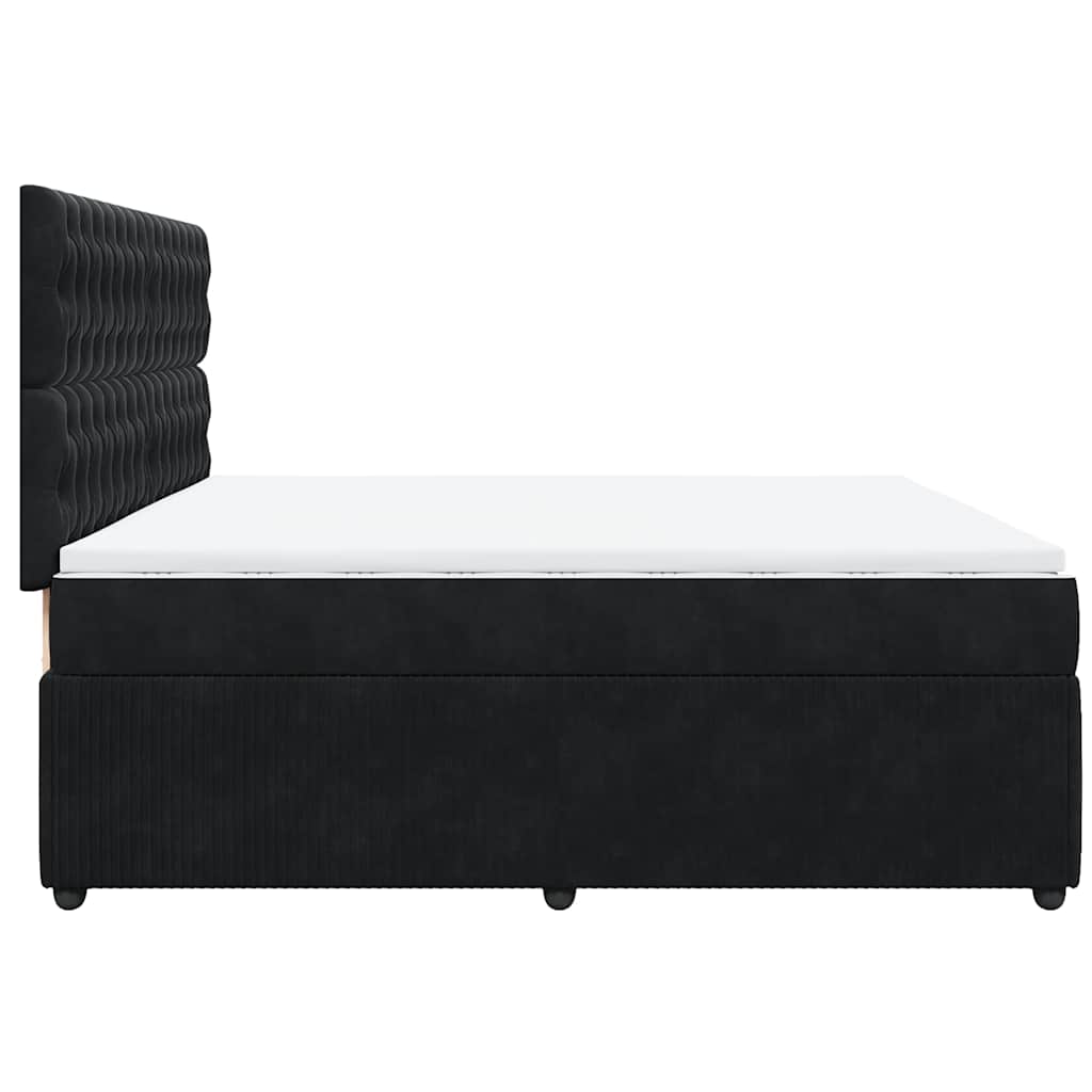 Κρεβάτι Boxspring με Στρώμα Μαύρο 200x200 εκ. Βελούδινο - Pakobazaar