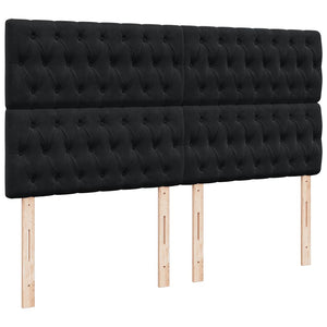 Κρεβάτι Boxspring με Στρώμα Μαύρο 200x200 εκ. Βελούδινο - Pakobazaar