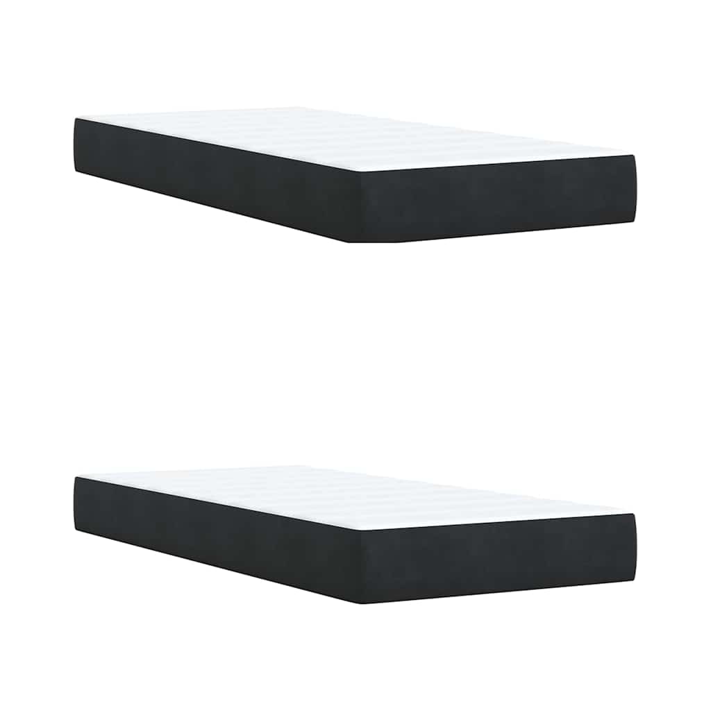 Κρεβάτι Boxspring με Στρώμα Μαύρο 200x200 εκ. Βελούδινο - Pakobazaar