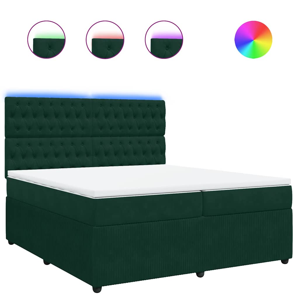 Κρεβάτι Boxspring με Στρώμα Σκούρο Πράσινο 200x200εκ. Βελούδινο - Pakobazaar