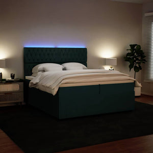 Κρεβάτι Boxspring με Στρώμα Σκούρο Πράσινο 200x200εκ. Βελούδινο - Pakobazaar