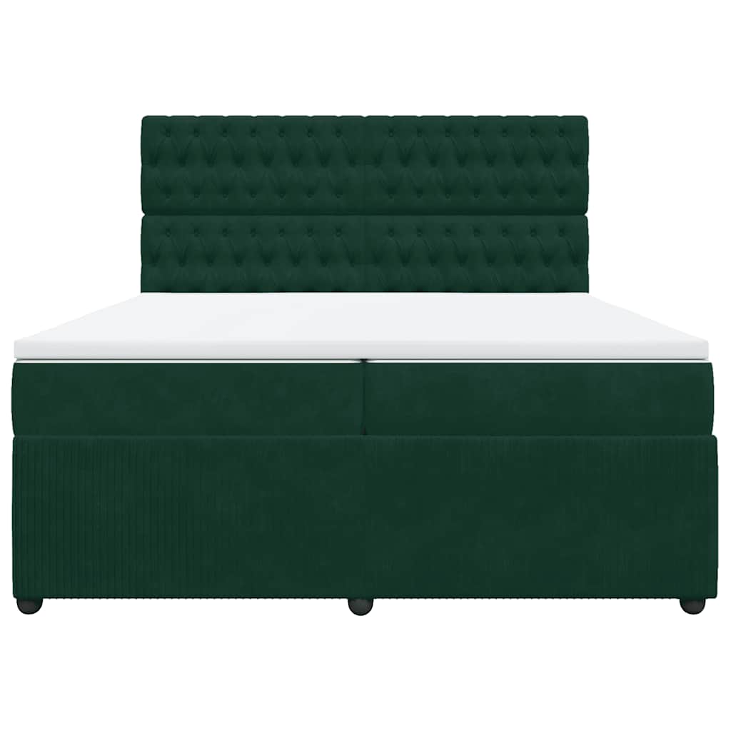 Κρεβάτι Boxspring με Στρώμα Σκούρο Πράσινο 200x200εκ. Βελούδινο - Pakobazaar