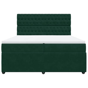 Κρεβάτι Boxspring με Στρώμα Σκούρο Πράσινο 200x200εκ. Βελούδινο - Pakobazaar