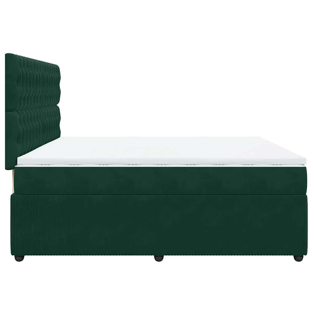Κρεβάτι Boxspring με Στρώμα Σκούρο Πράσινο 200x200εκ. Βελούδινο - Pakobazaar