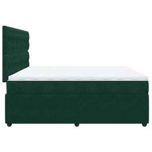 Κρεβάτι Boxspring με Στρώμα Σκούρο Πράσινο 200x200εκ. Βελούδινο - Pakobazaar