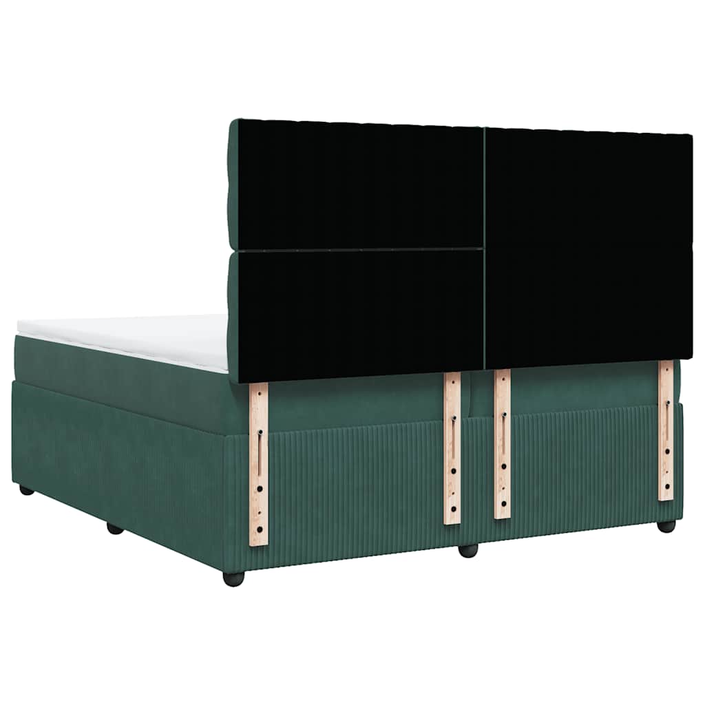 Κρεβάτι Boxspring με Στρώμα Σκούρο Πράσινο 200x200εκ. Βελούδινο - Pakobazaar
