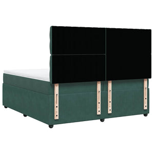 Κρεβάτι Boxspring με Στρώμα Σκούρο Πράσινο 200x200εκ. Βελούδινο - Pakobazaar