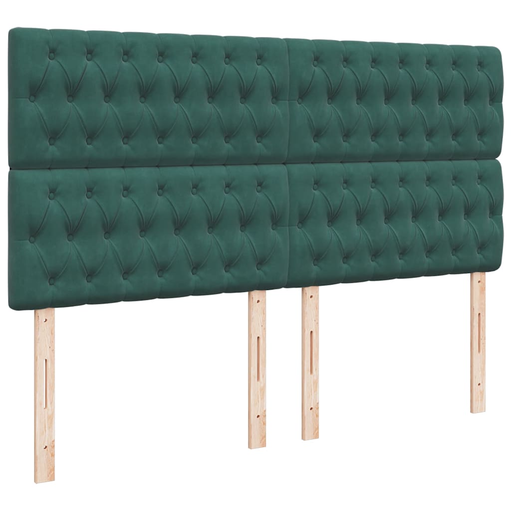 Κρεβάτι Boxspring με Στρώμα Σκούρο Πράσινο 200x200εκ. Βελούδινο - Pakobazaar