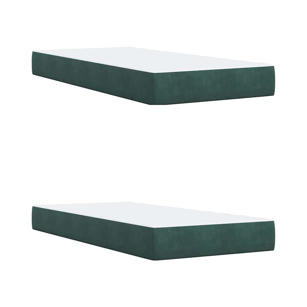 Κρεβάτι Boxspring με Στρώμα Σκούρο Πράσινο 200x200εκ. Βελούδινο - Pakobazaar