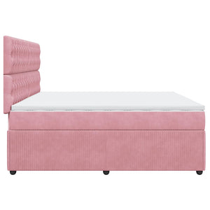 Κρεβάτι Boxspring με Στρώμα Ροζ 200x200 εκ. Βελούδινο - Pakobazaar