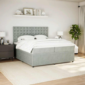 Κρεβάτι Boxspring με Στρώμα Ανοιχτό Γκρι 200x200 εκ. Βελούδινο - Pakobazaar