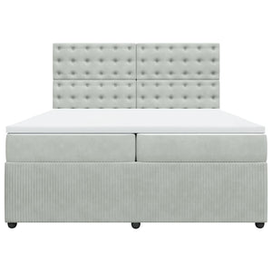 Κρεβάτι Boxspring με Στρώμα Ανοιχτό Γκρι 200x200 εκ. Βελούδινο - Pakobazaar