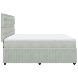 Κρεβάτι Boxspring με Στρώμα Ανοιχτό Γκρι 200x200 εκ. Βελούδινο - Pakobazaar