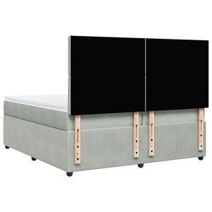 Κρεβάτι Boxspring με Στρώμα Ανοιχτό Γκρι 200x200 εκ. Βελούδινο - Pakobazaar