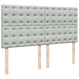 Κρεβάτι Boxspring με Στρώμα Ανοιχτό Γκρι 200x200 εκ. Βελούδινο - Pakobazaar