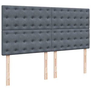 Κρεβάτι Boxspring με Στρώμα Σκούρο Γκρι 200x200 εκ. Βελούδινο - Pakobazaar