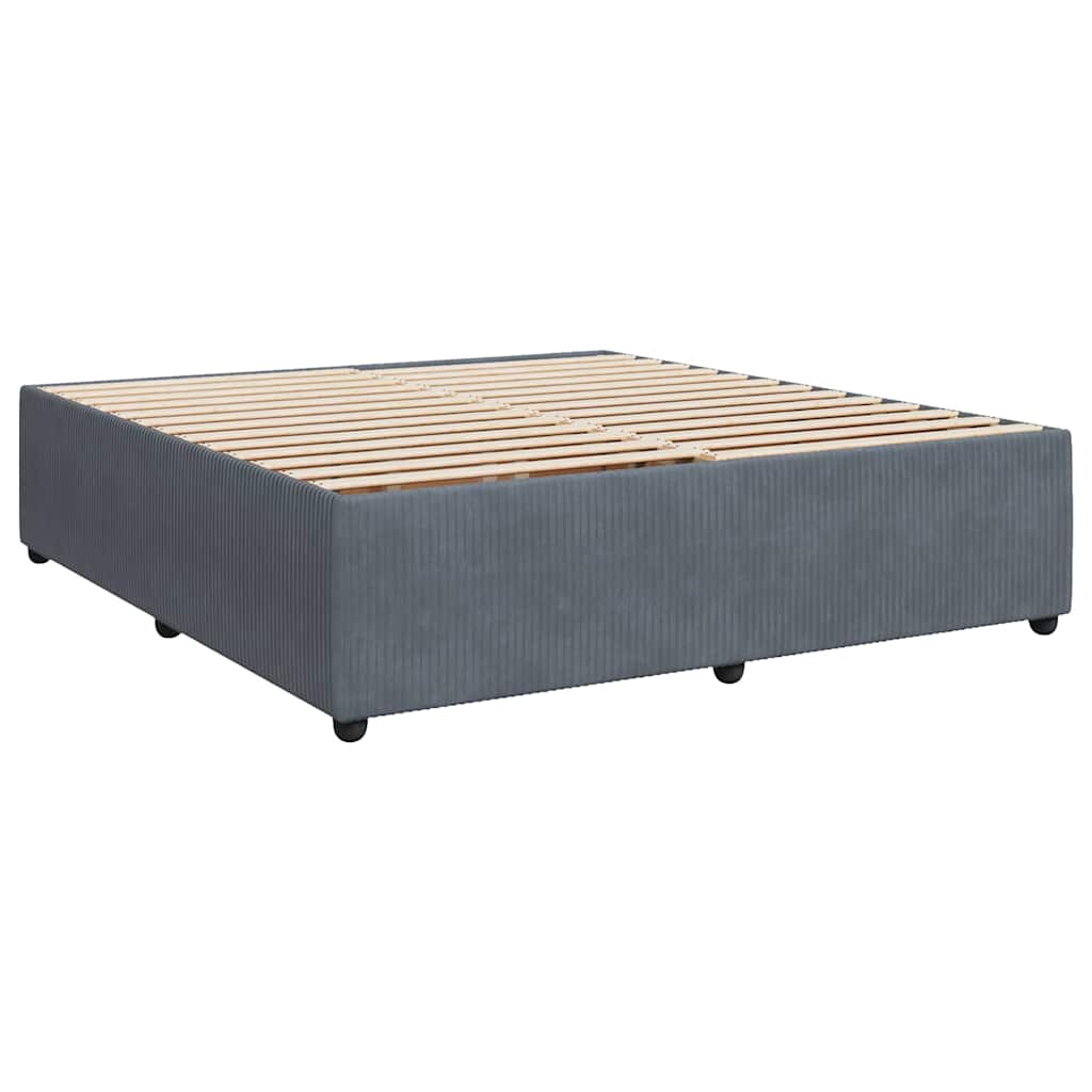 Κρεβάτι Boxspring με Στρώμα Σκούρο Γκρι 200x200 εκ. Βελούδινο - Pakobazaar