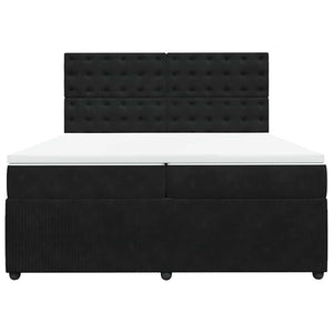 Κρεβάτι Boxspring με Στρώμα Μαύρο 200x200 εκ. Βελούδινο - Pakobazaar