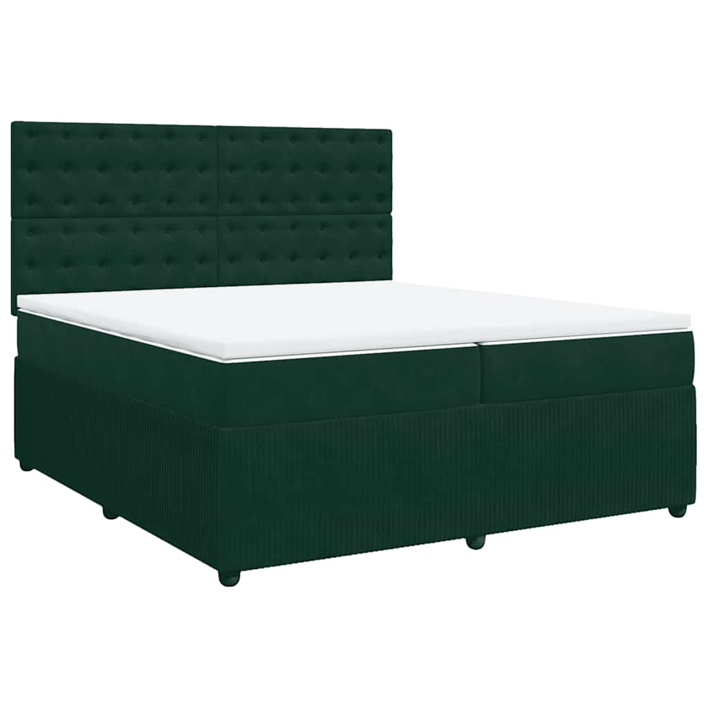 Κρεβάτι Boxspring με Στρώμα Σκούρο Πράσινο 200x200εκ. Βελούδινο - Pakobazaar