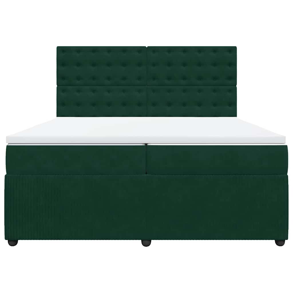 Κρεβάτι Boxspring με Στρώμα Σκούρο Πράσινο 200x200εκ. Βελούδινο - Pakobazaar