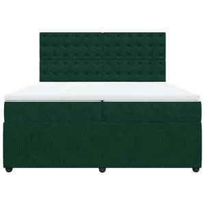 Κρεβάτι Boxspring με Στρώμα Σκούρο Πράσινο 200x200εκ. Βελούδινο - Pakobazaar
