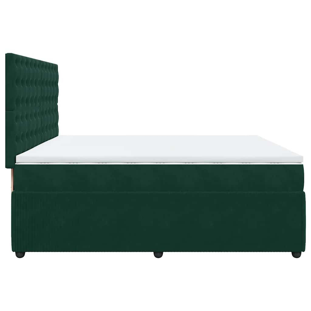 Κρεβάτι Boxspring με Στρώμα Σκούρο Πράσινο 200x200εκ. Βελούδινο - Pakobazaar