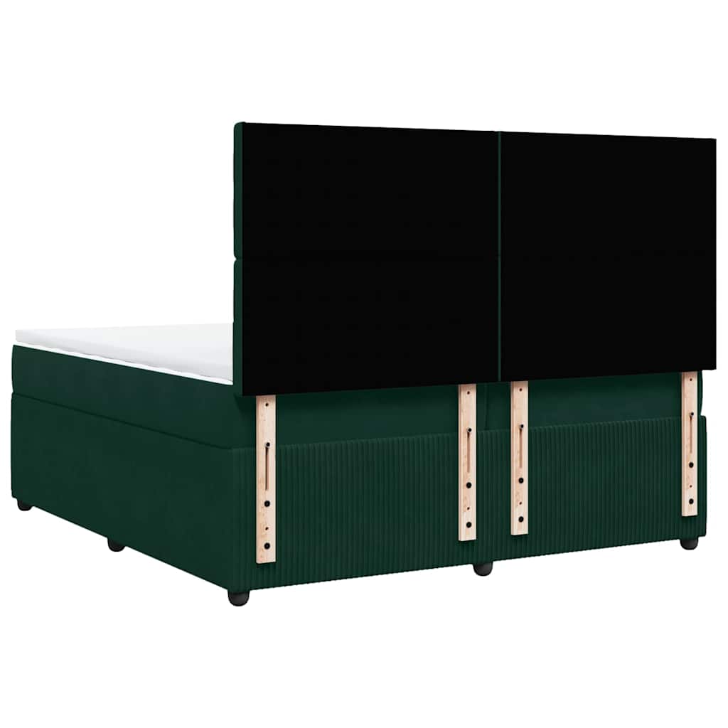 Κρεβάτι Boxspring με Στρώμα Σκούρο Πράσινο 200x200εκ. Βελούδινο - Pakobazaar