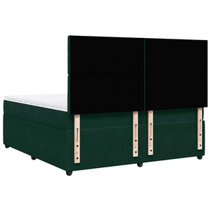 Κρεβάτι Boxspring με Στρώμα Σκούρο Πράσινο 200x200εκ. Βελούδινο - Pakobazaar