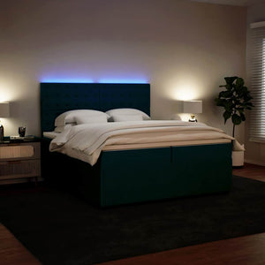 Κρεβάτι Boxspring με Στρώμα Μπλε 200x200 εκ. Βελούδινο - Pakobazaar