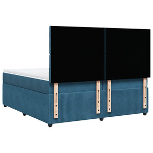 Κρεβάτι Boxspring με Στρώμα Μπλε 200x200 εκ. Βελούδινο - Pakobazaar