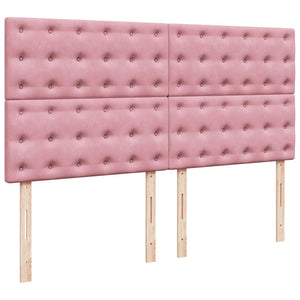 Κρεβάτι Boxspring με Στρώμα Ροζ 200x200 εκ. Βελούδινο - Pakobazaar