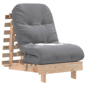 Καναπές Κρεβάτι Futon με Στρώμα 60x206x11 εκ. Μασίφ Ξύλο Πεύκου - Pakobazaar