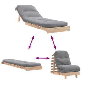 Καναπές Κρεβάτι Futon με Στρώμα 60x206x11 εκ. Μασίφ Ξύλο Πεύκου - Pakobazaar