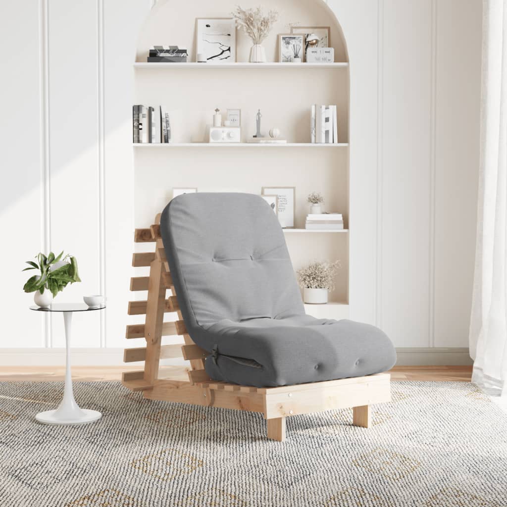 Καναπές Κρεβάτι Futon με Στρώμα 60x206x11 εκ. Μασίφ Ξύλο Πεύκου - Pakobazaar