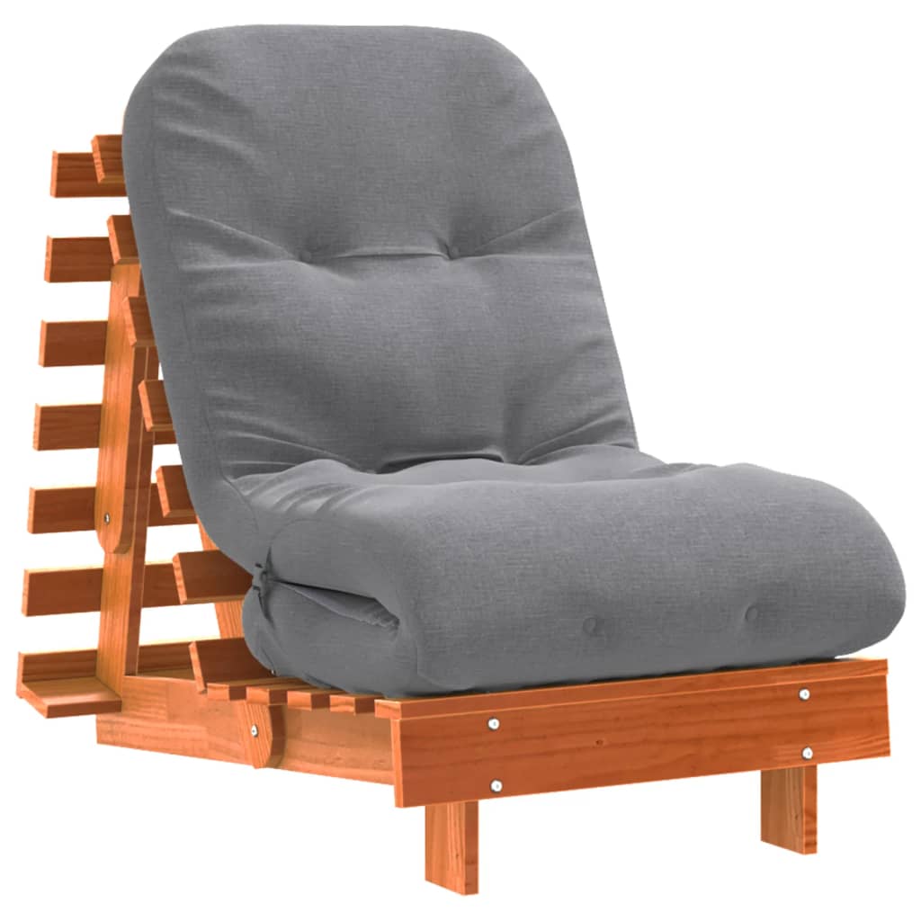 Καναπές Κρεβάτι Futon με Στρώμα 60x206x11 εκ. Μασίφ Ξύλο Πεύκου - Pakobazaar