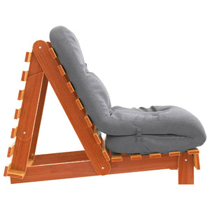 Καναπές Κρεβάτι Futon με Στρώμα 60x206x11 εκ. Μασίφ Ξύλο Πεύκου - Pakobazaar