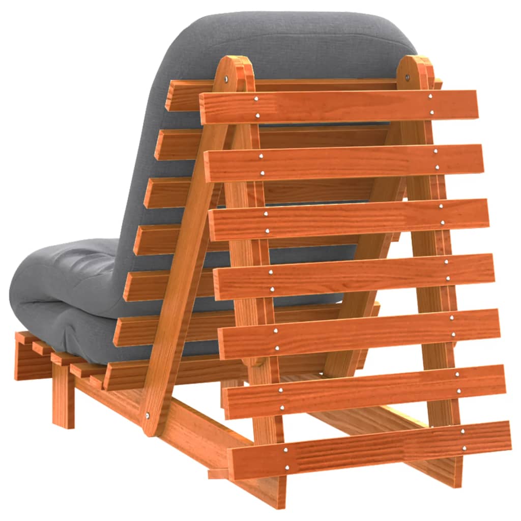 Καναπές Κρεβάτι Futon με Στρώμα 60x206x11 εκ. Μασίφ Ξύλο Πεύκου - Pakobazaar