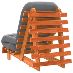 Καναπές Κρεβάτι Futon με Στρώμα 60x206x11 εκ. Μασίφ Ξύλο Πεύκου - Pakobazaar