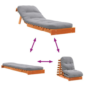 Καναπές Κρεβάτι Futon με Στρώμα 60x206x11 εκ. Μασίφ Ξύλο Πεύκου - Pakobazaar