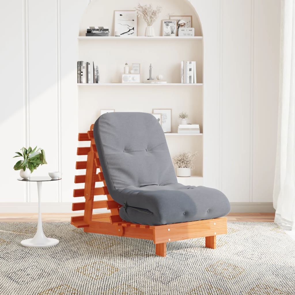 Καναπές Κρεβάτι Futon με Στρώμα 60x206x11 εκ. Μασίφ Ξύλο Πεύκου - Pakobazaar