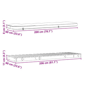 Καναπές Κρεβάτι Futon/Στρώμα 60x206x11 Μασίφ Ξύλο Ψευδοτσούγκα - Pakobazaar