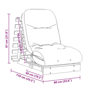 Καναπές Κρεβάτι Futon/Στρώμα 60x206x11 Μασίφ Ξύλο Ψευδοτσούγκα - Pakobazaar